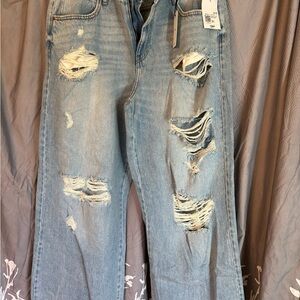 Forever 21 Light Blue Distressed Boyfriend Jeans